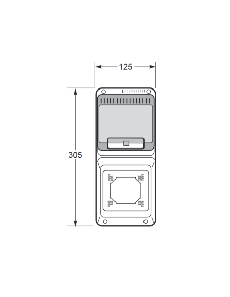 Empty flanged panel, 305x125x107mm, 6 modules, 1 socket - Rosi RS3928