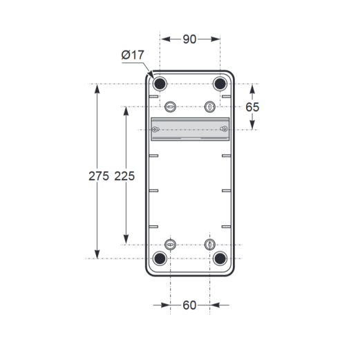 Empty flanged panel, 305x125x107mm, 6...