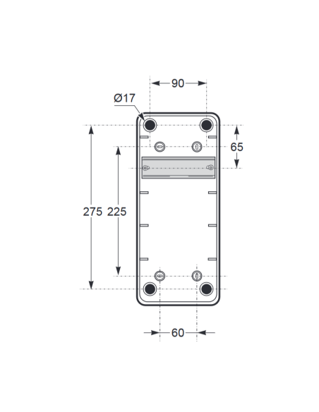 Empty flanged panel, 305x125x107mm, 6 modules, 1 socket - Rosi RS3928