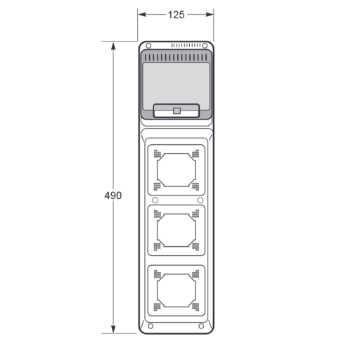 Empty flanged panel, 495x125x107mm, 6...