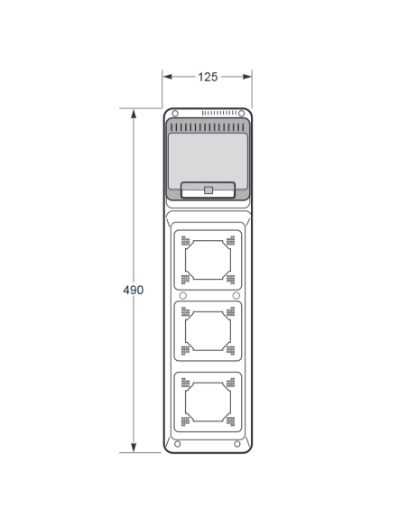 Leere Flanschplatte, 495x125x107mm, 6 Module, 3 Steckdosen - Rosi 18.3006