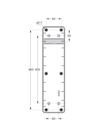 Empty flanged panel, 495x125x107mm, 6 modules, 3 sockets - Rosi 18.3006