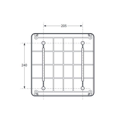 Empty flanged panel, 330x330x150mm,...