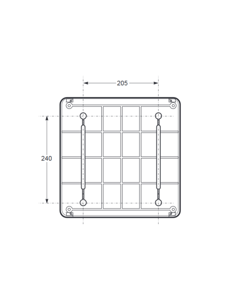 Leere Flanschplatte, 330x330x150mm, 16 Module, 3 Steckdosen - Rosi RS3975