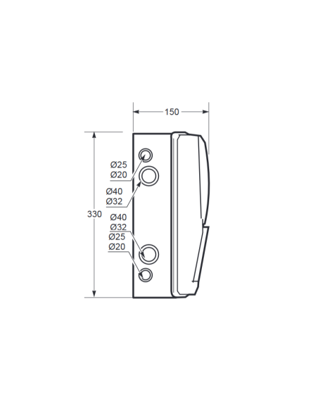 Leere Flanschplatte, 330x330x150mm, 16 Module, 3 Steckdosen - Rosi RS3975
