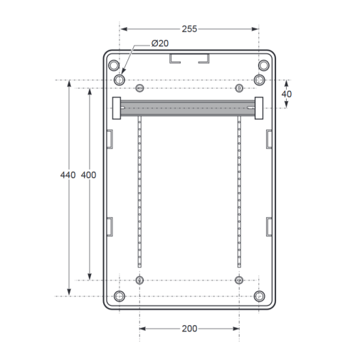 Empty flanged panel, 506x330x150mm,...