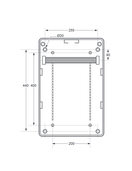 Quadro vuoto flangiato, 506x330x150mm, 16 moduli, 6 prese - Rosi 18.3002
