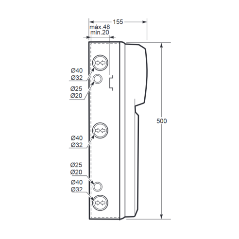 Empty flanged panel, 506x330x150mm,...