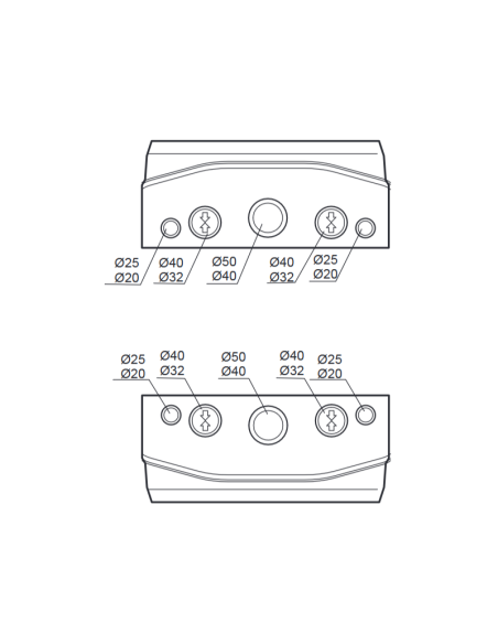 Empty flanged panel, 506x330x150mm, 16 modules, 6 sockets - Rosi 18.3002