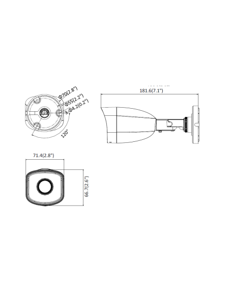 Telecamera Bullet Hikvision Hiwatch HWI-B121H-M IP 2.0 Megapixel Full HD, ottica fissa 2.8mm, PoE, IP67