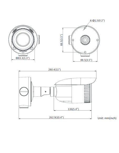 Hikvision HWI-B621H-Z Cámara IP Bullet Full HD de 2,0 Mpx, lente varifocal motorizada de 2,8 ~ 8 mm, ranura microSD, PoE, IP67
