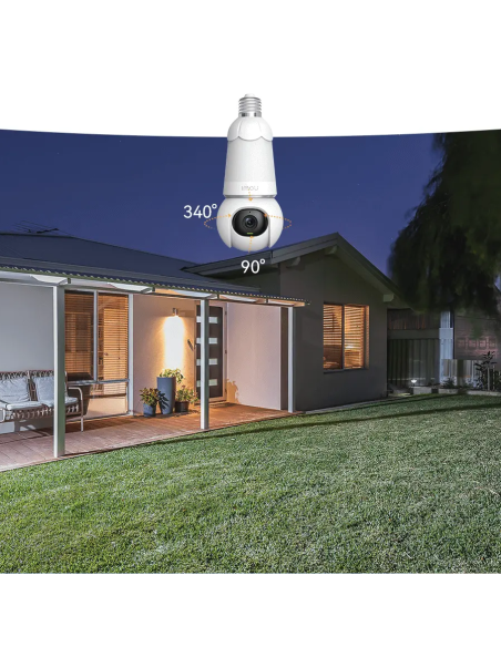 WiFi PTZ BULB CAMERA, 3 megapixels, integrated lighting, people and vehicle recognition, colour night vision - IMOU BULBCAM2K