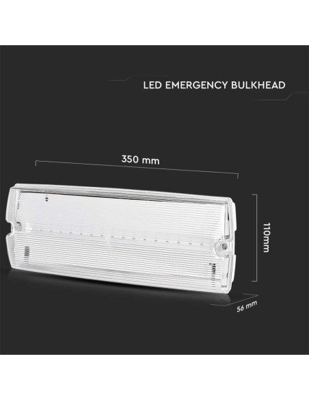 Lámpara LED de emergencia, 3W 120lm, montaje en pared, autonomía de 3 horas, compatible con mando RF - V-TAC VT-997 7688