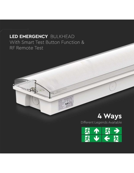 LED emergency lamp, 3W 120lm, wall mount, 3-hour operating time, compatible with RF remote control - V-TAC VT-997 7688