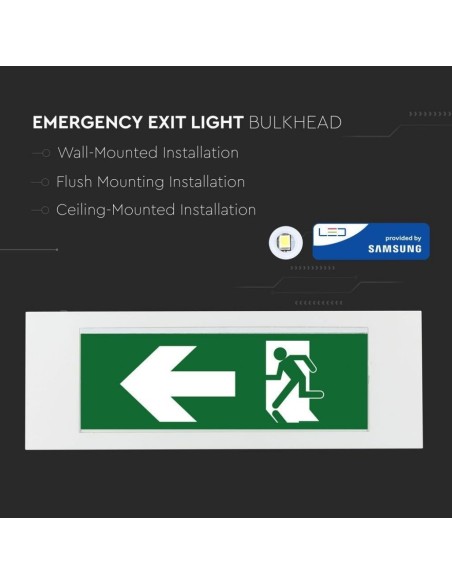 Lámpara LED de emergencia, 3,8W 110lm, montaje en pared/empotrado, tiempo de funcionamiento 5 horas - V-TAC VT-511S 899