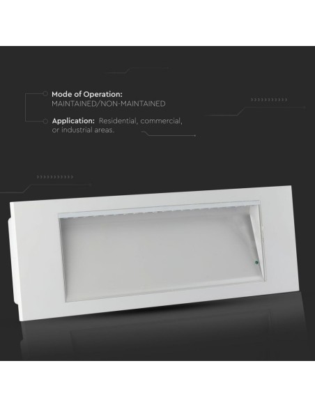 LED-Notleuchte, 3,8W 110lm, Wand-/Einbaumontage, Betriebsdauer 5 Stunden, SA/SE-Modus - V-TAC VT-511S 899