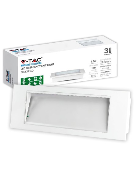 LED emergency lamp, 3.8W 110lm, wall/recessed mount, operating time 5 hours, SA/SE mode - V-TAC VT-511S 899