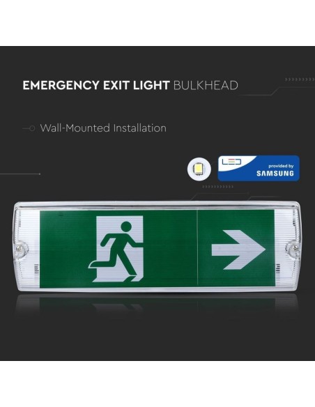 LED-Notleuchte, 4W 190lm, Wandmontage, Betriebsdauer 3 Stunden, SA/SE-Modus - V-TAC VT-524-S 838