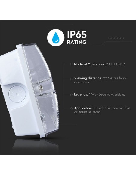 Lampada led di emergenza, 4W 190lm, montaggio a parete, autonomia 3 ore, modalità SA/SE - V-TAC VT-524-S 838
