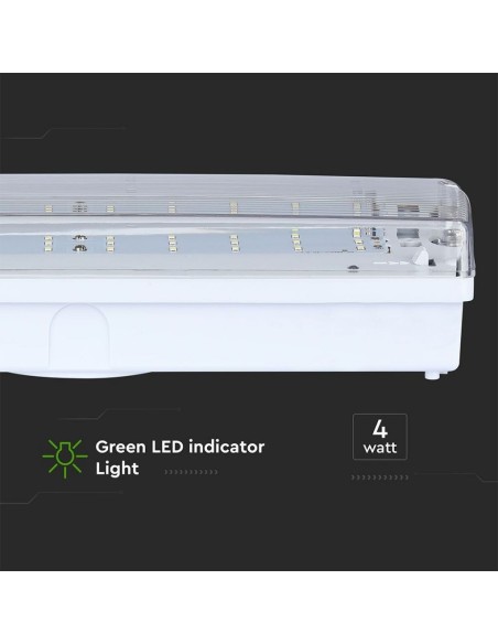 Lámpara LED de emergencia, 4W 190lm, montaje en pared, tiempo de funcionamiento 3 horas, modo SA/SE - V-TAC VT-524-S 838