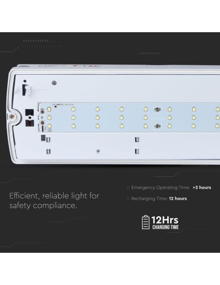 LED-noodverlichting, 4W 190lm, wandmontage, werktijd 3 uur, SA/SE-modus - V-TAC VT-524-S 838