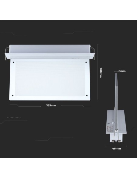 Lampe de secours à LED, 2W 140lm, encastrée, 3 heures d'autonomie, mode SA/SE - V-TAC VT-522-S 835