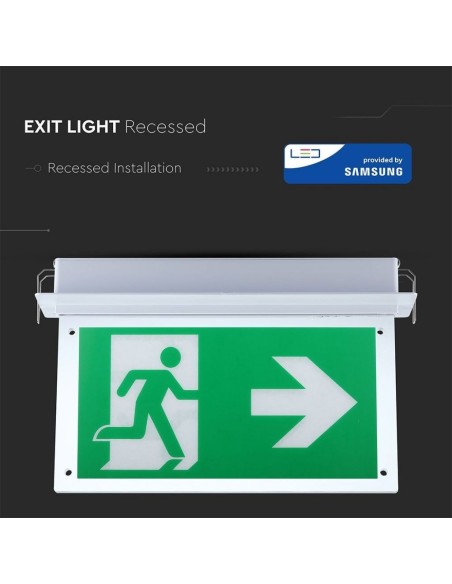 LED emergency lamp, 2W 140lm, flush mounted, 3 hours operating time, SA/SE mode - V-TAC VT-522-S 835