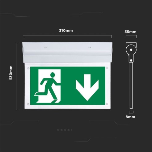 LED emergency lamp, 2W 140lm, wall...