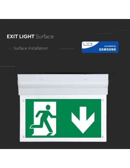 LED-Notleuchte, 2W 140lm, Wandmontage, neigbarer Sockel, Betriebsdauer 3 Stunden, SA/SE-Modus - V-TAC VT-519-S 836