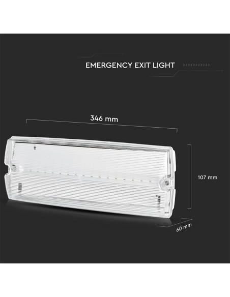 Lampe de secours à Led, 3W 140lm, montage mural, durée de fonctionnement 3 heures - V-TAC VT-543 83111