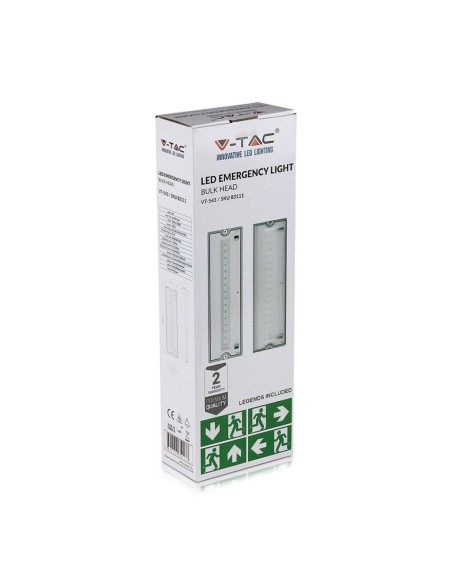 Lámpara de emergencia Led, 3W 140lm, montaje en pared, tiempo de funcionamiento 3 horas - V-TAC VT-543 83111