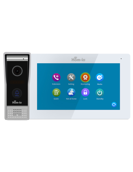 Videoportero WiFi 4 hilos, unidad exterior IP65, pantalla táctil de 7'', función foto y vídeo - HOM-IO Hom-Wirebell