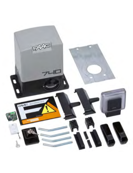 KIT DELTA 2 kit motor para cancelas correderas, 230V, max 500Kg, con luz intermitente, par de fotocélulas - FAAC 1056303445