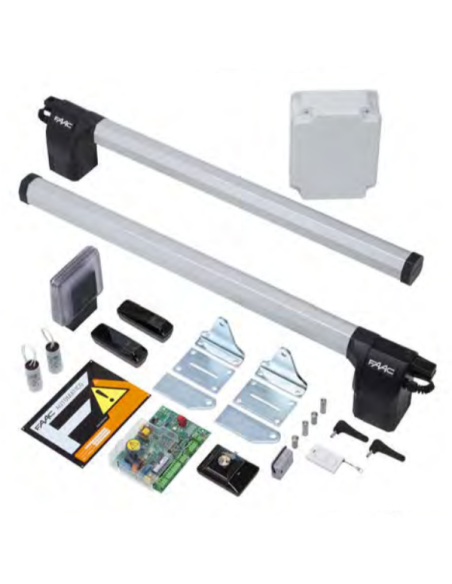 Kit motore ECO KIT per cancelli a battente, 230V, max 1,8 metri per battente, lampeggiante, fotocellule - FAAC 105632445