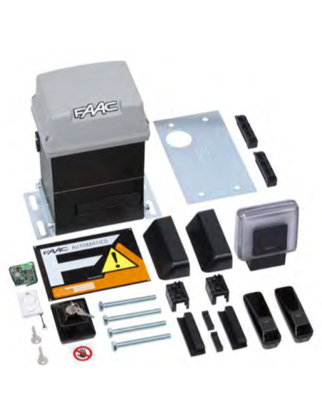 PRATICO KIT kit moteur pour portails coulissants, 230V, max 600Kg, avec feu clignotant, paire de photocellules - FAAC 10564944