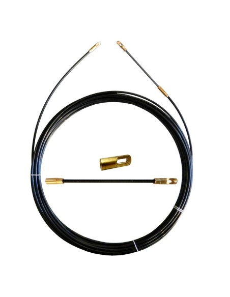 Sonda de tracción de cable de nylon, Ø3mm, 15 metros, con terminales fijos, negra - Velamp SYN3-015