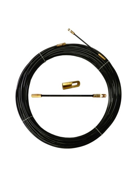 Sonda de tracción de cable de nylon, Ø4mm, 20 metros, con terminales intercambiables, negra - Velamp SYN4-020
