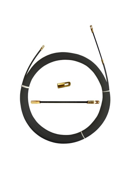 Nylon-Seilzugsonde, Ø4mm, 5 Meter, mit festen Klemmen, schwarz - Velamp SYB4-005