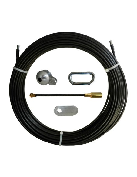 Sonde de traction à câble en nylon et acier, Ø10mm, 40 mètres, tiges filetées M12 interchangeables, noir - Stak SAN10-040
