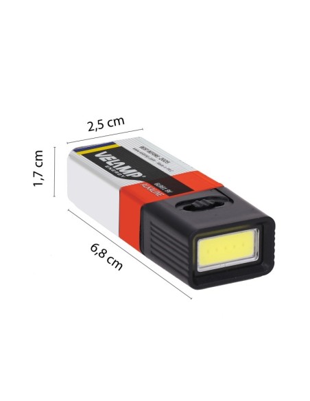 Snicker LED torch with 9V battery, 1W, 50 lumens, 10-hour operating time - Velamp IN217