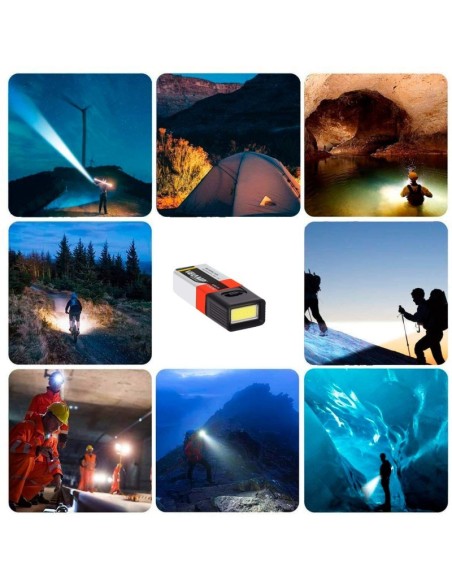 Snicker LED-Taschenlampe mit 9V-Batterie, 1W, 50 Lumen, 10 Stunden Betriebsdauer - Velamp IN217
