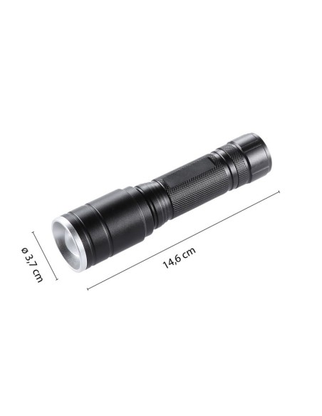 Hunter LED-zaklamp, 5W, 320 lumen, tactische schakelaar, instelbare focus, powerbank, opladen via USB - Velamp IR533