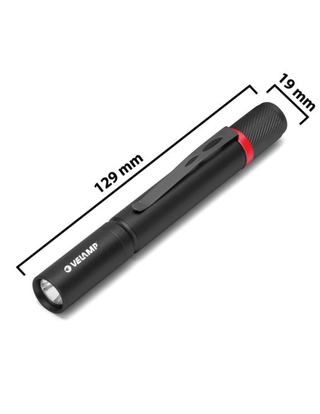 Highlander pennenzaklamp, 1W, 100 lumen, tactische rubberen schakelaar, met zakclip - Velamp PENLED06