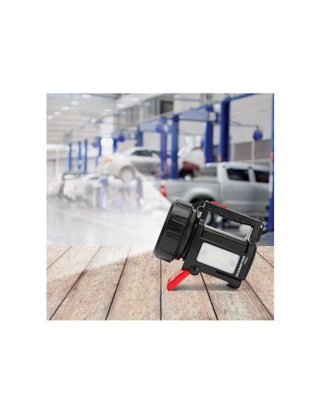 Foco portátil led Doomster, 10W, alcance 1000 metros, 2 linternas laterales, 220V y adaptador para coche - Velamp IR666-10W