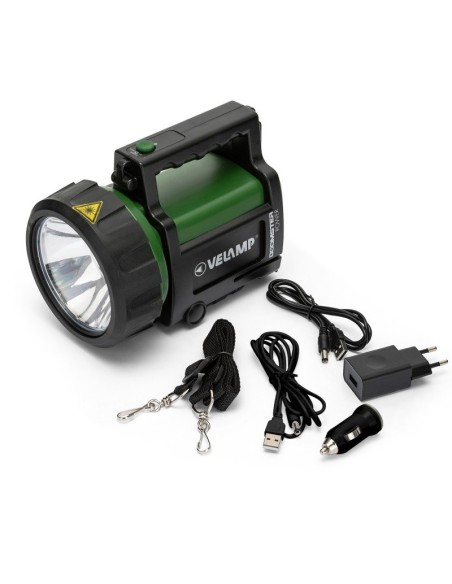 Doomster draagbare ledspot, 5W, 350 lm, reikwijdte 500 meter, instelbare helderheid, met 220V en autoadapter - Velamp IR666-5W