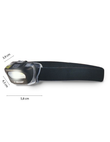 Lampe frontale Zeus LED, 3W, 120 lumens, avec bandeau élastique, luminosité réglable - Velamp IH522.006L