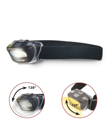 Zeus LED-Stirnlampe, 3W, 120 Lumen, mit elastischem Stirnband, einstellbare Helligkeit - Velamp IH522.006L