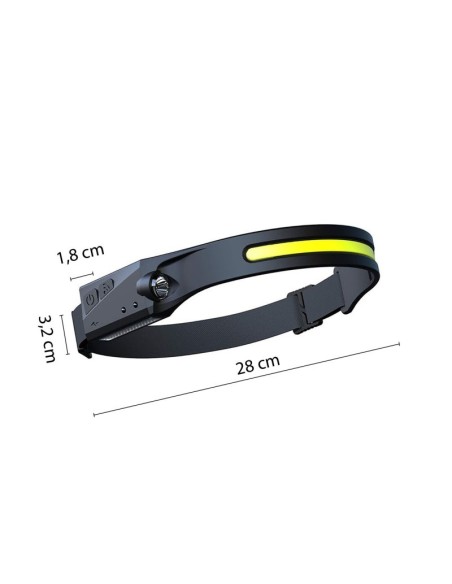 Linterna frontal LED, 5W, 350 lúmenes, con doble iluminación y sensor de movimiento, carga USB - Velamp IH524