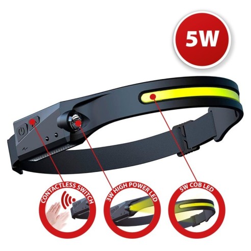 LED head torch, 5W, 350 lumens, with...