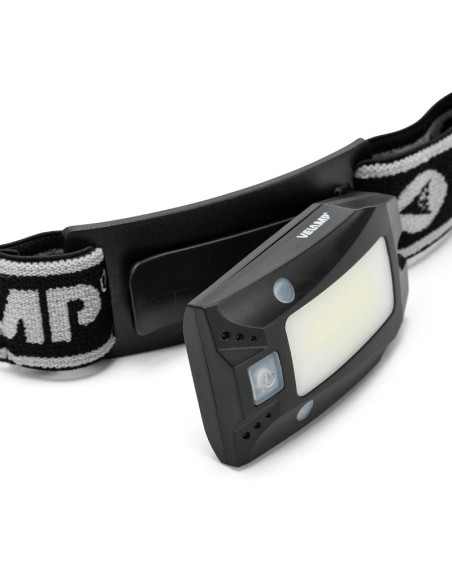 LED-Kopftaschenlampe, 2W, 150 Lumen, kontaktloser Schalter, einstellbare Helligkeit, mit rotem Signallicht - Velamp IH513